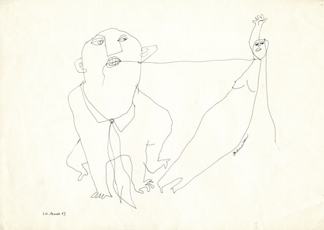 Franciszka Themerson. Party Games, 1963. Pen and ink on paper, 23.5 x 35.5 cm.