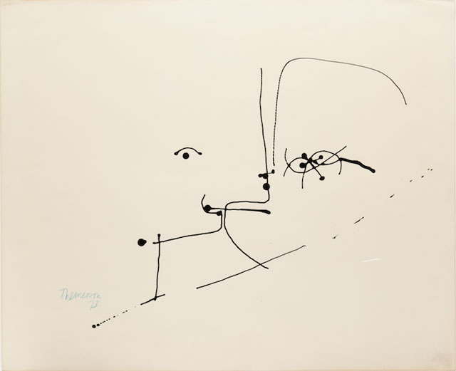 Franciszka Themerson. Two Heads, 1973. Ink on paper, 50 x 62 cm.
