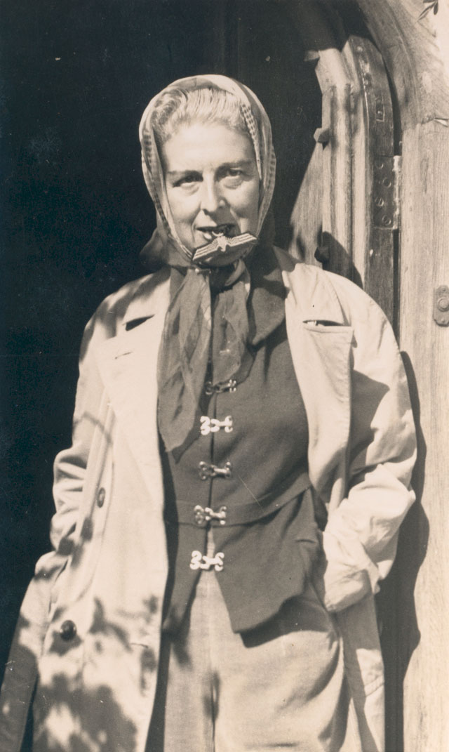 Self-portrait (with Nazi badge between her teeth) by Claude Cahun, 1945. Jersey Heritage Collection. Copyright: Jersey Heritage.