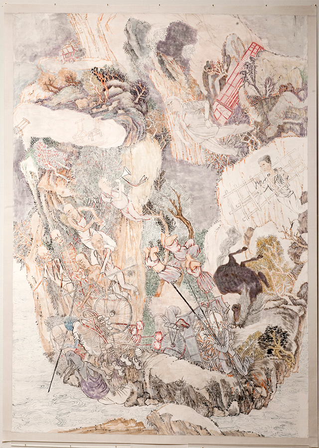 Yun-Fei Ji. Ghost Market, 2012. Watercolour on Xuan paper, 72 x 51 ¾ in (182.9 x 131.3 cm). The Norton Museum of Art.