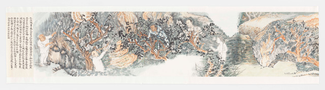 Yun-Fei Ji. The Village and Its Ghosts, 2014 Ink and watercolour on Xuan paper, image: 13 ½ in x 59 ft 6 ¼ in (34.3 cm x 18.1 m); sheet: 16 1/8 in x 59 ft 11 ¼ in (41 cm x 18.3 m). Courtesy of the artist and James Cohan, New York.