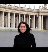 Film-maker Raquel Cecilia in front of St Peter's Basilica during production in Rome, January 2013.