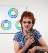 Judy Chicago with star cunts and Pete the cat.
