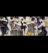 David Remfry, Dancers, 2001. Watercolour on paper, 102 x 254 cm. Prudence Cuming.