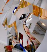Machiko Agano. <em>Untitled</em>, 2011. Five pieces, inkjet-printed mirror sheet. Each 98½ × 39⅜ × 39⅜ in (250 × 100 × 100 cm). Courtesy of the artist.