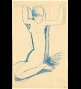 Amedeo Modigliani. Kneeling Blue Caryatid, c1911. Blue crayon, 43 x 26.5 cm. Courtesy: Richard Nathanson, London.