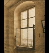 Caspar David Friedrich. <em>View from the Artist's Studio, Window on the Left</em>. C1805-06
Graphite and sepia on paper, 12⅜ x 9¼ in. Belvedere, Vienna.