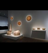 Shuji Nakagawa. Installation view of Moon from the series Born Planets, 2022. Cedar wood. Photo: Koroda Takeru.