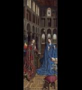 Jan van Eyck. The Annunciation, c1430-35. Oak, transferred on to canvas in St Petersburg after 1864, 92.7 x 36.7 cm. Washington DC, National Gallery of Art, Andrew W. Mellon Collection.