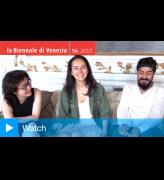 Almagul Menlibayeva, curator Suad Garayeva and Rashad Alakbarov at Palazzo Barbaro, Venice, 7 May 2015. Photograph: Martin Kennedy.