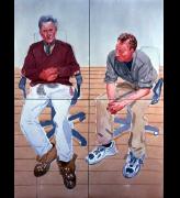 Lucien Freud and David Dawson 2002. Watercolour on paper (4 sheets) 122 x 91.5 cm.