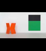 Ellsworth Kelly. From left: Gate, 1959. Painted aluminium, 67 x 63 x 17 in (170 x 160 x 43 cm). Collection Walker Art Center, Minneapolis; Gift of Kate Butler Peterson, 1997; Black Green, 1970. Oil on canvas, two joined panels, 110 x 84 in (279 x 213 cm). Glenstone. All artworks © Ellsworth Kelly Foundation. Photo: Ron Amstutz. Courtesy: Glenstone Museum, Potomac, Maryland.