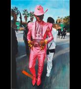 Sam McKinniss, Lil Nas X with Friends and Cops, 2021. Oil on linen, 183 x 124.5 / 72 x 49 in. © Sam McKinniss. Courtesy of the Artist and Almine Rech. Photo: Dan Bradica.