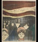 Edvard Munch. Anxiety, 1896. Hand-coloured woodcut. Courtesy the Gundersen Collection, Oslo. © Munch Museum, Oslo. Scottish National Gallery of Modern Art.