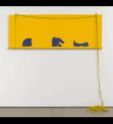 Gerda Scheepers. (Roller) Blind, 2019. Fabric, wood, rope, copper hook, 65 x 184 x 8 cm (25 1/2 x 72 1/2 x 3 in). Image courtesy the artist; Mary Mary, Glasgow. Photo: Malcolm Cochrane.