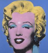 Andy Warhol. Shot Blue Marilyn 1964. Silkscreen ink & synthetic polymer paint on canvas. 101.6 x 101.6 cm. Courtesy the Brant Foundation, Greenwich, CT. © The Andy Warhol Foundation for the Visual Arts, Inc. DACS, London / ARS, New York.