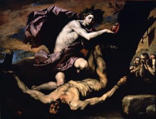 Jusepe de Ribera, Apollo and Marsyas, 1637. Oil on canvas, 182 x 232 cm. Museo e Real Bosco di Capodimonte, Naples. Photo: Museo e Real Bosco di Capodimonte on kind concession from the Ministero dei beni e delle attività culturali e del turismo.