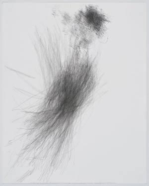 Morgan O’Hara. LIVE TRANSMISSION: movement of Peter Gregson performing on electronic cello, 2010. Graphite on Bristol paper, 65.5 x 81 cm. © Morgan O’Hara.