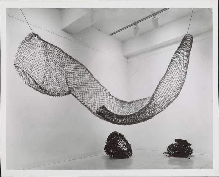 Installation view of Eccentric Abstraction, 1966, including Alice Adams’s Big Aluminium 1 (1965, cat. 19). Archives of American Art, Smithsonian Institution, Washington, D.C.