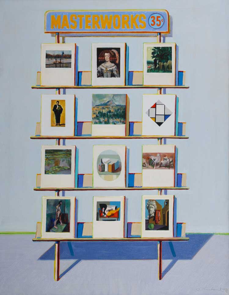 Wayne Thiebaud. 35 Cent Masterworks, 1970-72. Oil on canvas, 36 x 24 in (91.44 x 60.96 cm). Wayne Thiebaud Foundation © Wayne Thiebaud Foundation / Licensed by VAGA at Artists Rights Society (ARS), NY.