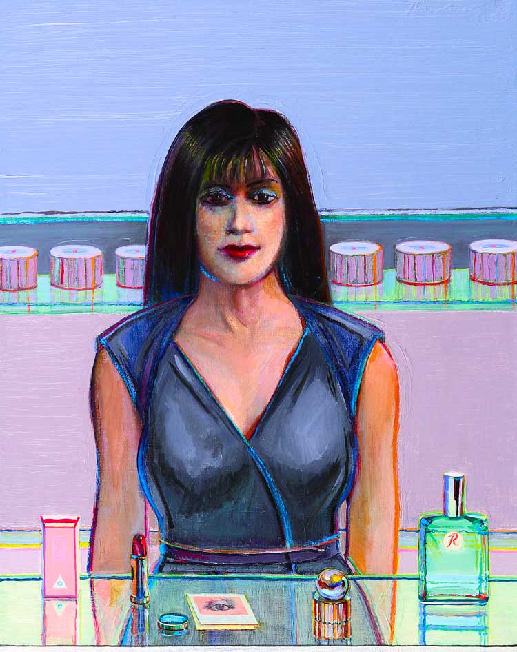 Wayne Thiebaud. Makeup Girl, 1981-2012. Oil on canvas, 30 x 24 in (76.2 x 60.96 cm). Private Collection, Courtesy Acquavella Galleries. © 2025 Wayne Thiebaud Foundation / Licensed by VAGA at Artists Rights Society (ARS), NY Courtesy of Acquavella Galleries, New York.