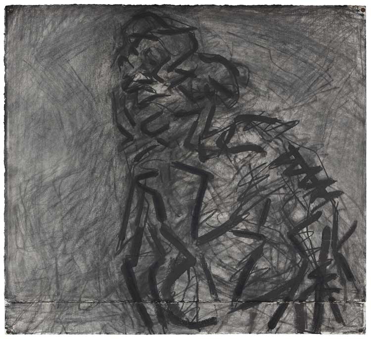 Frank Auerbach. J.Y.M., 1988-89. Charcoal, chalk, India ink on paper, 32 3/4 x 36 in (83 x 91.5 cm). Private Collection. © The Estate of Frank Auerbach. Courtesy Michael Werner Gallery.