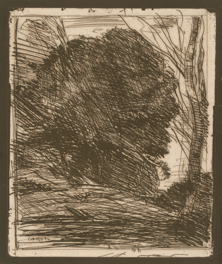 Camille Corot, Bäume am Berg, 1856. © Staatliche Museen zu Berlin, Museum of Prints and Drawings / Dietmar Katz.