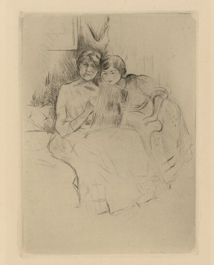 Berthe Morisot, Berthe Morisot drawing with her daughter, 1889. Drypoint. © Staatliche Museen zu Berlin, Museum of Prints and Drawings / Dietmar Katz.