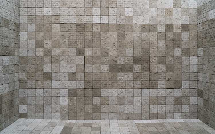 Selva Aparicio. Entre Nosotros (Among Us), 2017. Installation of 6 x 6 in (15 x 15 cm) concrete tiles cast from nearly 100 human cadavers. Photo courtesy Selva Aparicio.