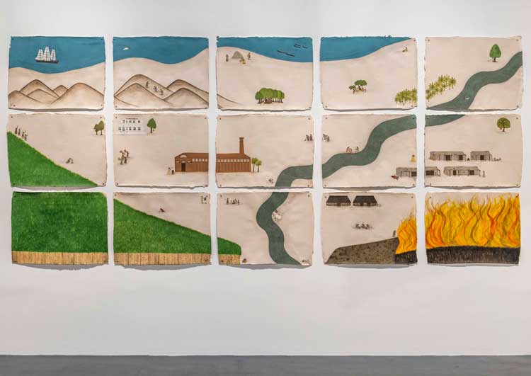 Sancintya Mohini Simpson, installation view, National Museum Cardiff, Artes Mundi 11, 2025-26. Photo: Robin Maggs.