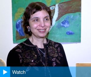 Jumana Emil Abboud speaking to Studio International at the opening of Artes Mundi 11, National Museum Cardiff, 2025. Photo: Martin Kennedy.