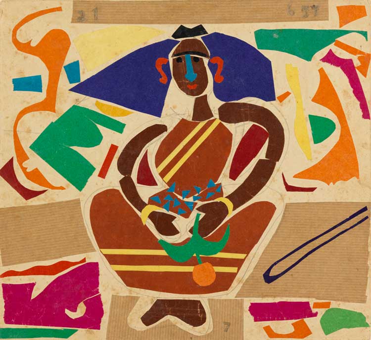 Benode Behari Mukherjee, Lady with Fruit, 1957. Paper and graphite on paper, 25.7 x 28 cm. Tate: Purchased with funds provided by the South Asia Acquisitions Committee 2015. Photo: © Tate. Courtesy of Mrinalini Mukherjee Foundation.