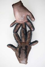 Elia Alba, Bond, Bless, Heal, 2020. Photo transfers on fabric, acrylic, beads, zipper, polyester-fill and wire, 10 x 14 x 6 in. Collection of the artist, New York.