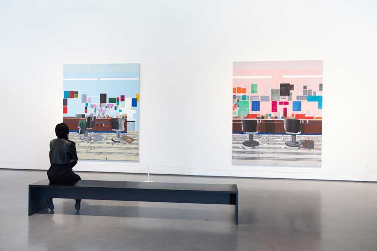 Hurvin Anderson: Salon Paintings, The Hepworth Wakefield, 26 May – 5 November 2023. Courtesy of The Hepworth Wakefield. Photo: Anya Raczka.