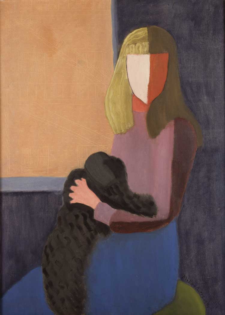Milton Avery, Seated Girl with Dog, 1944. Oil on canvas, 111.8 x 81.3 cm. Collection Friends of the Neuberger Museum of Art, Purchase College, State University of New York. Gift from the Estate of Roy R. Neuberger. Photo: Jim Frank. © 2022 Milton Avery Trust / Artists Rights Society (ARS), New York and DACS, London 2022.