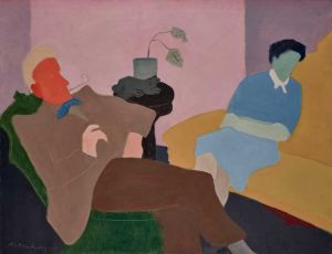 Milton Avery, Husband and Wife, 1945 (detail). Oil on canvas, 85.7 x 111.8 cm. Wadsworth Atheneum Museum of Art, Hartford, Connecticut. Gift of Mr and Mrs Roy R. Neuberger. Photo: Allen Phillips / Wadsworth Atheneum. © 2022 Milton Avery Trust / Artists Rights Society (ARS), New York and DACS, London 2022.