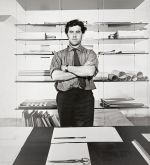 Otl Aicher in his Ulm studio, 1953. HfG-Archiv /Museum Ulm.