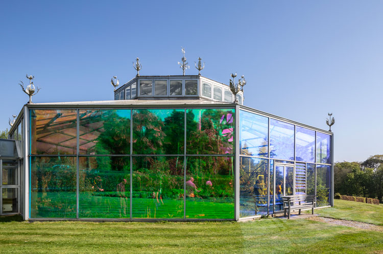 The Glass Pavilion at Mount Stuart with transparent dichroic film.
