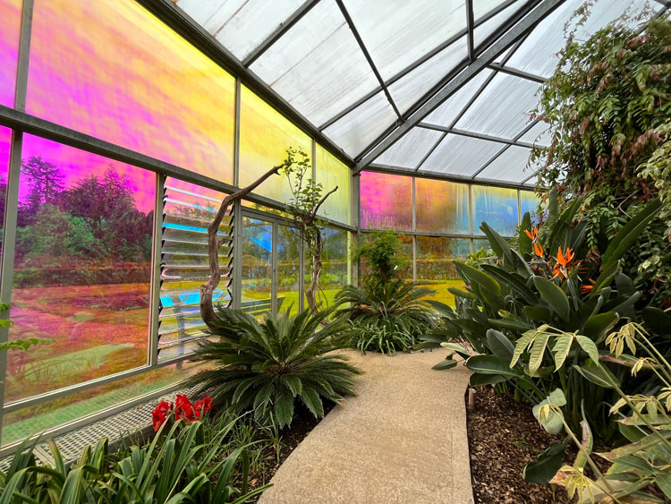 Transparent dichroic film in Mount Stuart Glass Pavilion. Photo: Veronica Simpson.