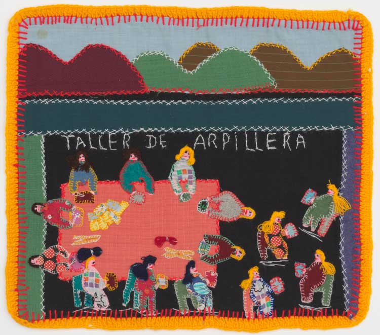 Arpilleras – Unknown female artist, [Untitled], 1970s. Cotton, linen and wool on cotton, ink on paper and needle, 40x46cm. Photo: Tate.