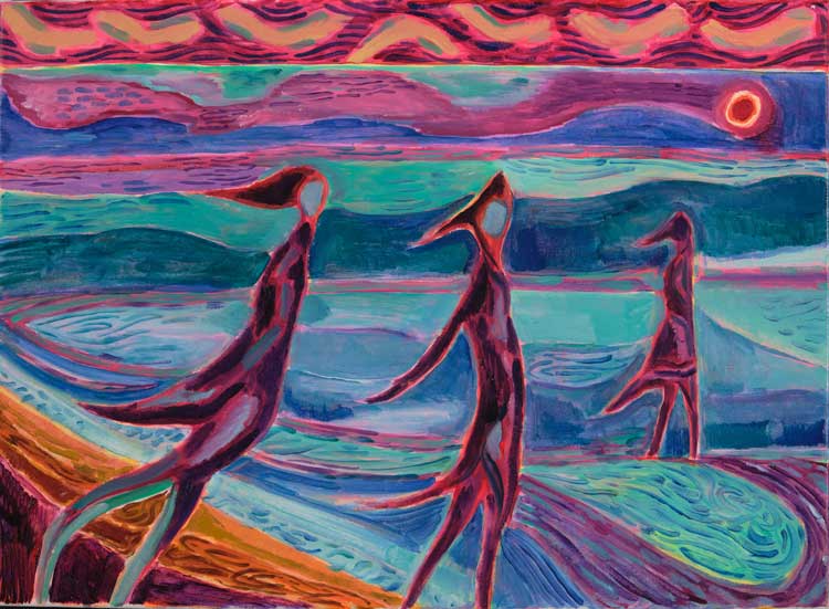 John Abell. On Some Faraway Beach, 2021. Oil on canvas, 40.5 x 56 cm. Image courtesy the artist and Arusha Gallery, Edinburgh.