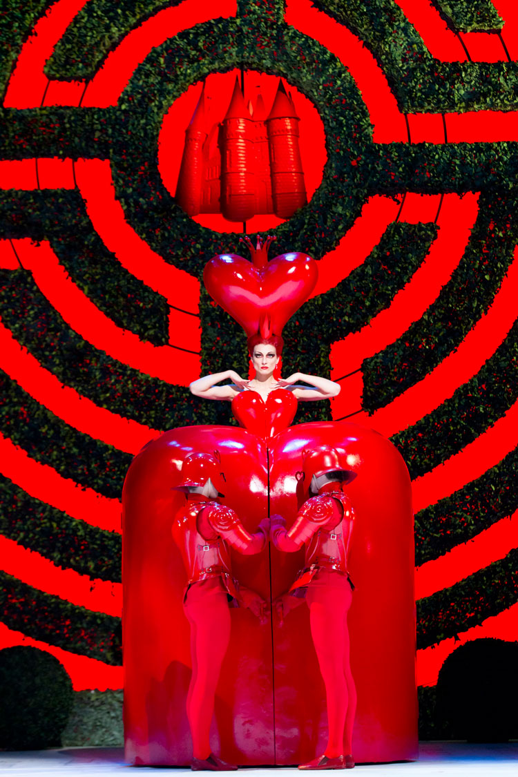 Zenaida Yanowsky as The Red Queen in Christopher Wheeldon's ballet Alice's Adventures in Wonderland. The Royal Ballet. ROH, Johan Persson, 2011. Sets and costumes by Bob Crowley