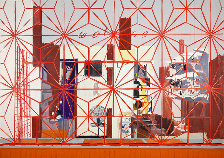 Hurvin Anderson. Welcome: Carib, 2005. Oil on canvas, 150 x 211 cm (59 1/8 x 83 1/8 in). © Hurvin Anderson. Courtesy the artist and Thomas Dane Gallery. Photo: Richard Ivey.