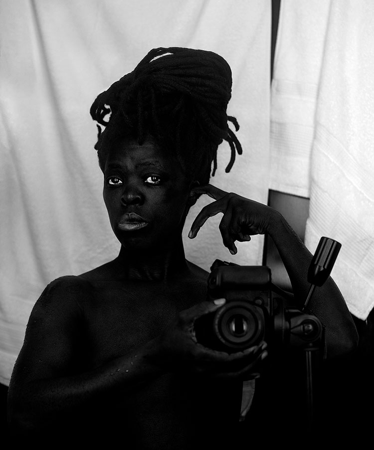 Zanele Muholi. Owake X, Sheraton, Brooklyn, New York, 2019. Gelatin Silver Print, image and paper size 23 5/8 x 15 3/4 in. Image courtesy Yancey Richardson.