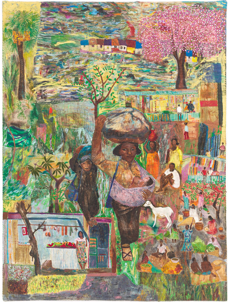 Pacita Abad, The Village Where I Came From, 1991. Acrylic, oil, painted cloth on stitched and padded canvas. Work courtesy the Pacita Abad Art Estate. Photo: Max McClure, courtesy Spike Island.