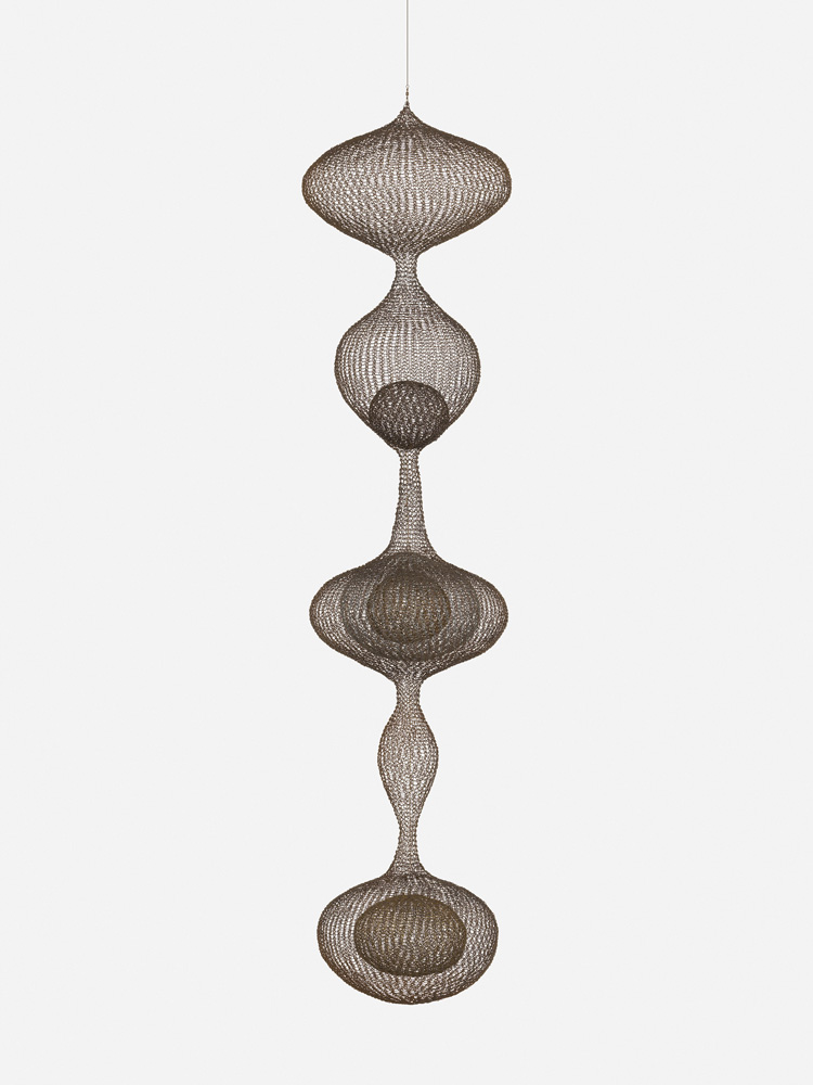Ruth Asawa. Untitled (S.310, Hanging Five-Lobed Continuous Form Within a Form with Spheres in the 2nd, 3rd, and Bottom Lobes), c1954. © The Estate of Ruth Asawa. Courtesy The Estate of Ruth Asawa and David Zwirner.