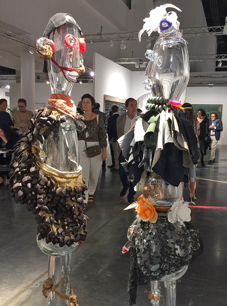 Pascale Marthine Tayou. Masque délavé, 2015 and Totem Cristal, 2019. Photo: Jill Spalding.