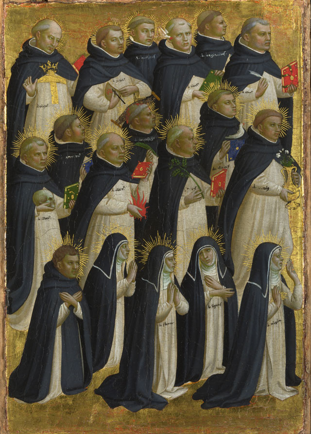 Fra Angelico. Eighteen Blessed of the Dominican Order, c1419 and c1421–22. Panels from the San Domenico High Altarpiece in Fiesole. Tempera and gold on panel. London, The National Gallery.
