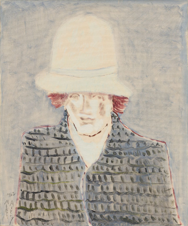 Milton Avery. New Hat, 1962. Oil on board, 76.2 x 61 cm (30 x 24 in). Courtesy Victoria Miro, Venice.