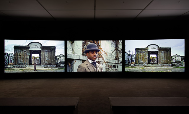 John Akomfrah, Precarity, 2017. Ballasts of Memory installation view, BALTIC Centre for Contemporary Art, 2019. Photo: Rob Harris © 2019 BALTIC Courtesy of the artist, Smoking Dogs Films and Lisson Gallery.